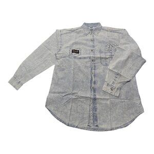 Novin Men's Western style shirt size Large Long sleeve Light Blue